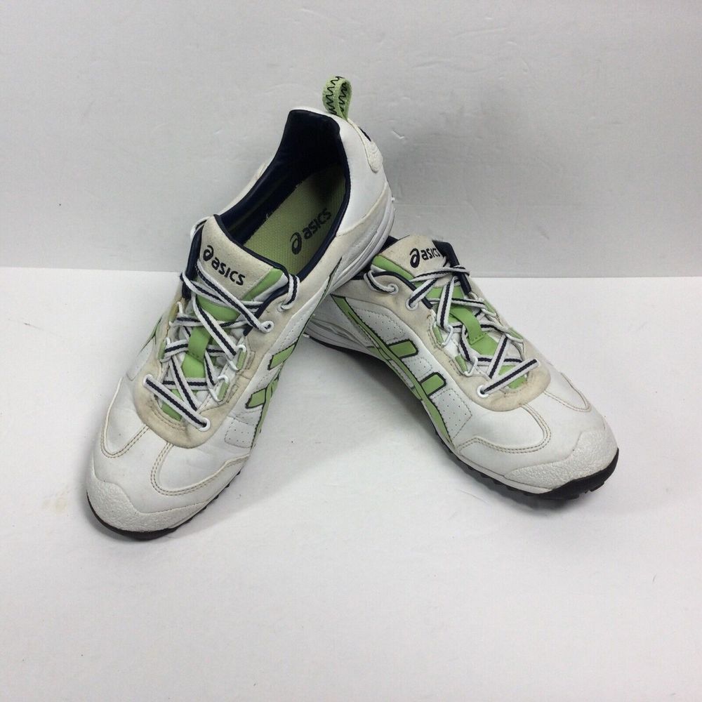Asics Gel Training Running shoes Womens Sz‎ 9 Leather sneakers White Green HY7D5 - Picture 2 of 8